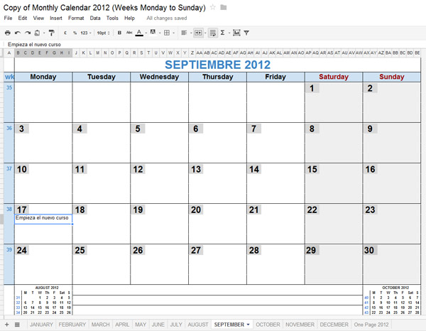 Plantillas Para Calendarios 2012 Word