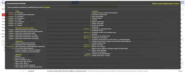 Combinaciones de teclas para Gmail