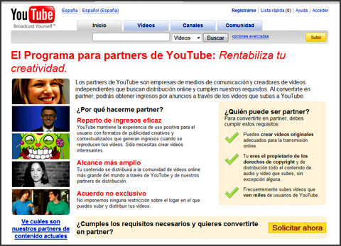Los españoles podrán ganar dinero con YouTube