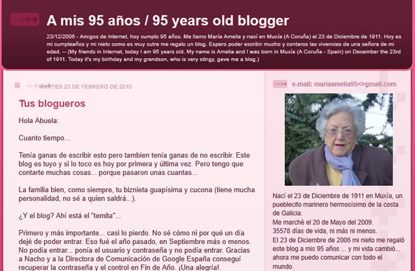 Fallece Marí­a Amelia, la abuela bloguera más veterana de Internet 5