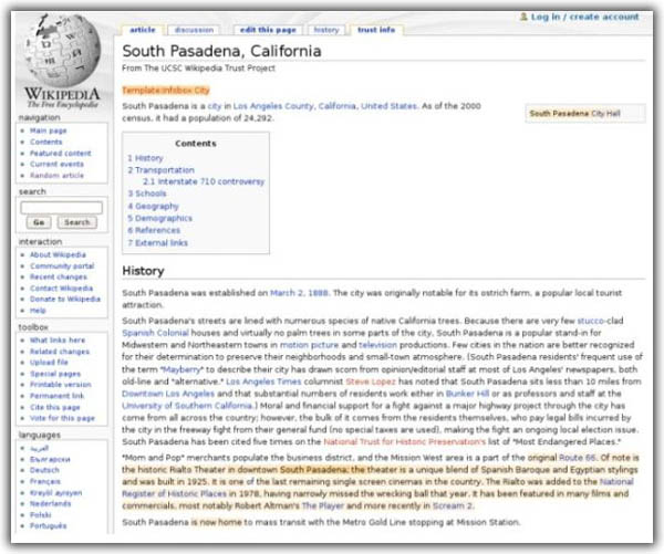 Wikipedia le pone color a los textos poco fiables