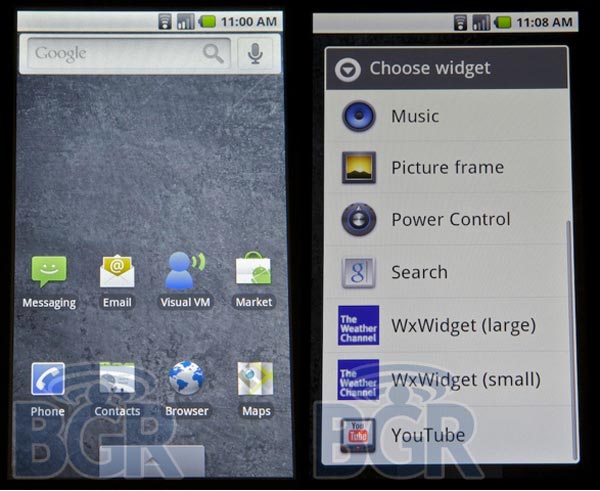 Motorola Droid, los iconos del Google Android 2.0 en el próximo teléfono táctil
