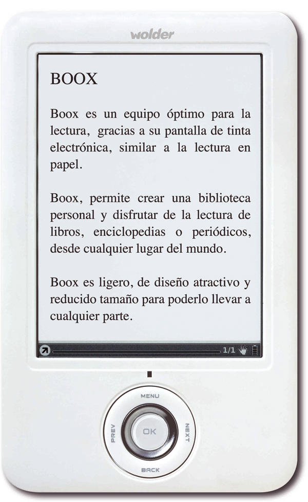 Wolder Boox, un libro electrónico español con WiFi y pantalla táctil