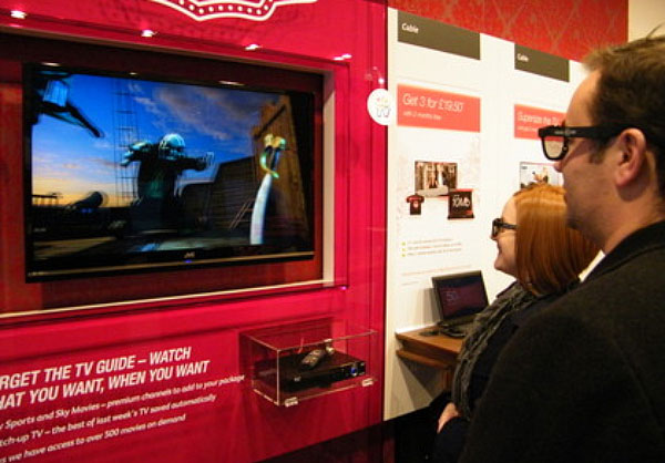 Virgin se prepara para emitir televisión en 3D por fibra óptica