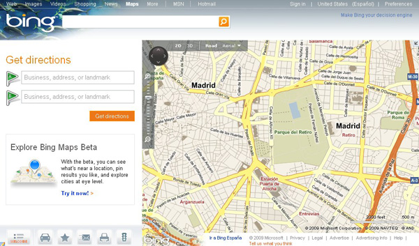 Microsoft presenta la versión beta de Bing Maps