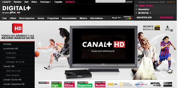 Canal+ lanzará en diciembre dos nuevos canales en alta definición sobre cine y deportes
