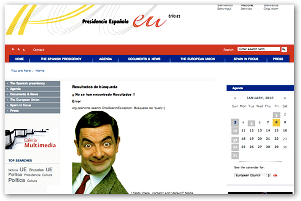 Mr.Bean aparece por sorpresa en la página de la presidencia española en la UE