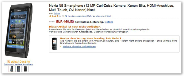 Nokia N8, disponible en Amazon Alemania el Nokia N8 con Symbian 3
