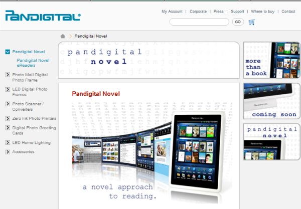Pandigital Novel, nuevo e-reader de Barnes & Noble  con pantalla lcd color
