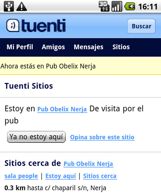 Tuenti Sitios, a partir de ahora con servicio de geoposicionamiento