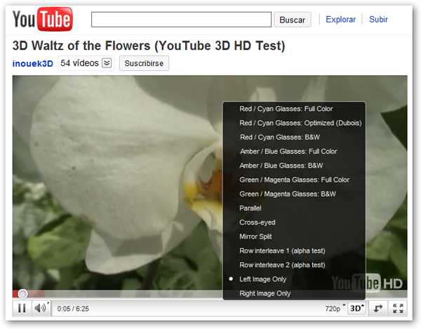 YouTube 3D, mejoras para generar ví­deos 3D en tiempo real