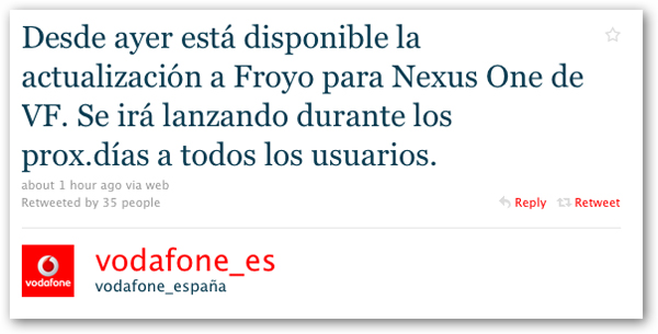 Android Froyo, disponible para el Nexus One con Vodafone