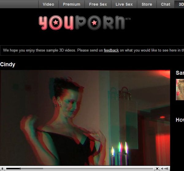 YouPorn, ví­deos porno gratis en 3D a través de Internet