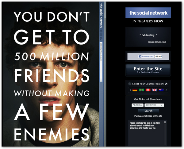 Facebook Pelí­cula, estreno el dí­a 15 de octubre de la pelí­cula sobre Facebook