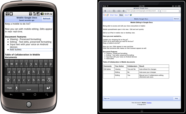Google Docs para iPhone y Android, ya es posible editar documentos en Google Docs desde un móvil