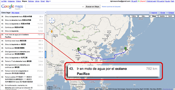 Google Maps, indicaciones de risa para llegar de Japón a China según Google Maps 4 google-maps-japon-china