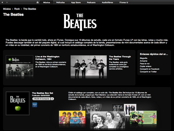 iTunes y The Beatles, 2 millones de canciones de los Beatles vendidas en una semana