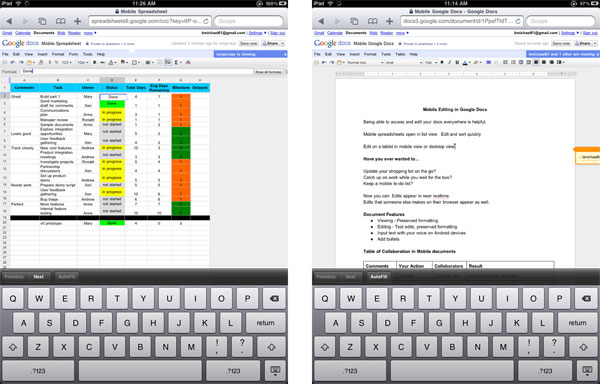 Google Docs para iPad, disponible todas las opciones de edición de texto en iPad
