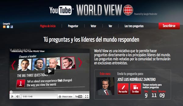 YouTube, Zapatero será entrevistado por los internautas a través de YouTube