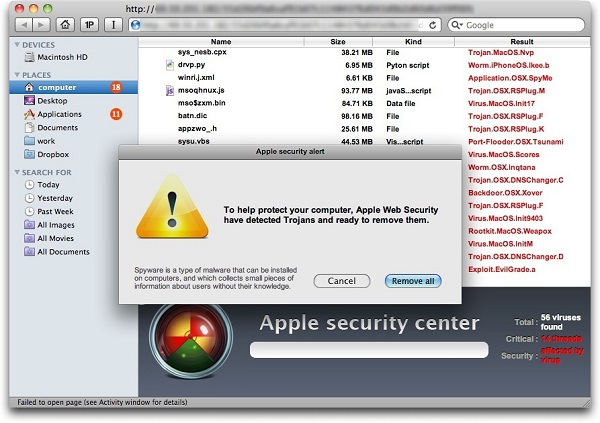 MacDefender, programa falso que se hace pasar por un antivirus