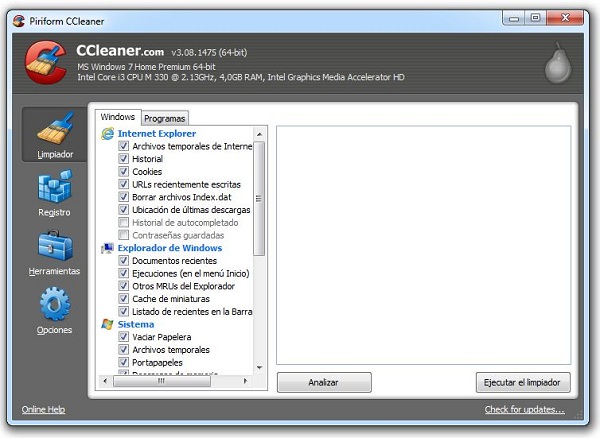 CCleaner 3.08, descarga gratis el programa CCleaner para borrar archivos innecesarios