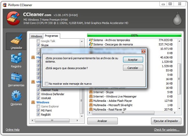 CCleaner 3.08, descarga gratis el programa CCleaner para borrar archivos innecesarios 4
