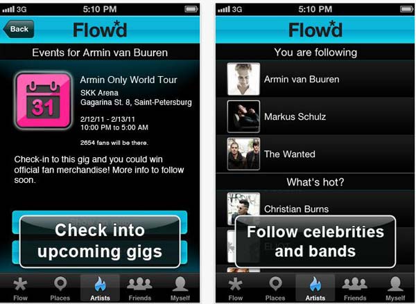 Flowd, música y eventos en una misma aplicación para el móvil