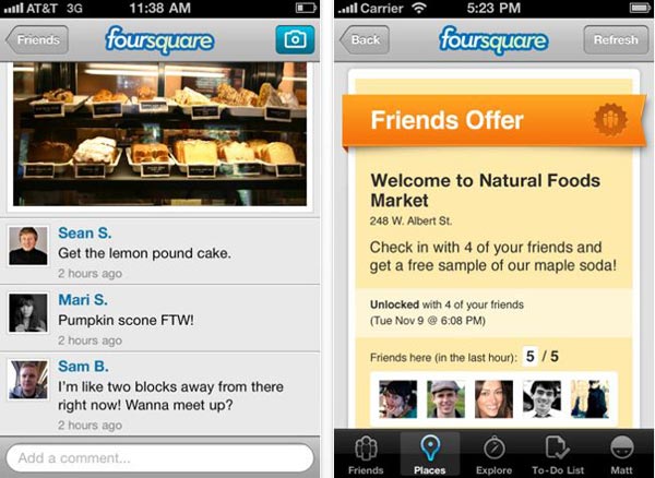 Foursquare, nueva actualización para iPhone