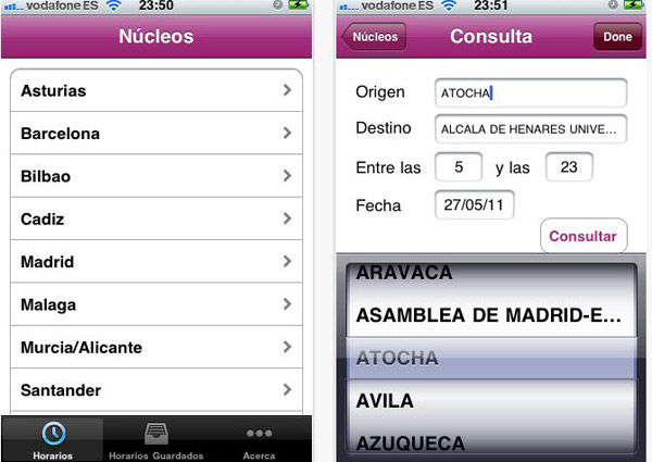 i-Renfe, todos los horarios de Renfe en iPhone