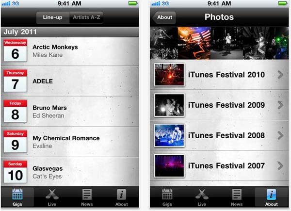 iTunes Festival London 2011, los conciertos del festival disponibles en iPhone