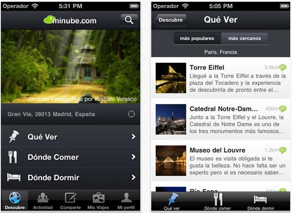 minube, descubre nuevos lugares y planea viajes gratis con tu iPhone o Nokia