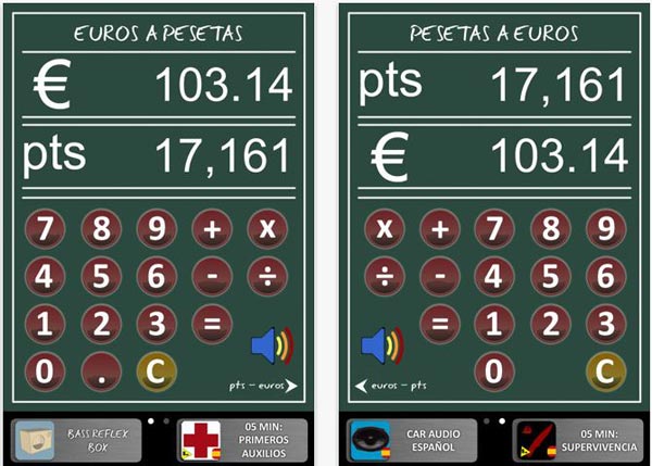 Pienso en pesetas, convierte euros a pesetas y viceversa con iPhone