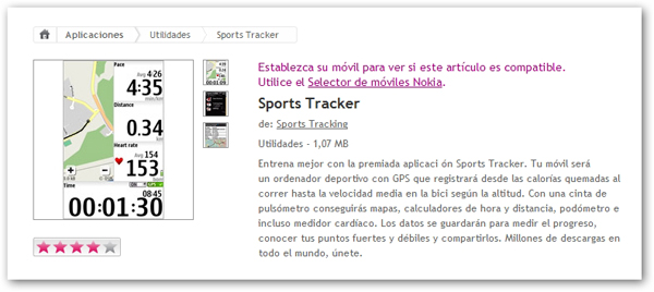 Sports Tracker, un entrenador personal para practicar deporte con un móvil Nokia