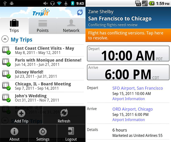 TripIt, una completa agenda de viajes para tu móvil Android, iPhone y BlackBerry