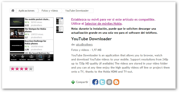 youtube_downloader01 YouTube Downloader, almacena los vídeos de YouTube en tu móvil Nokia con esta aplicación 2