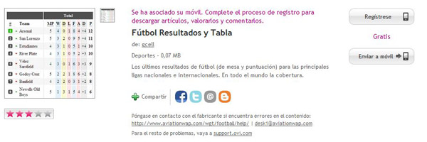 Fútbol Resultados y Tabla, toda la información sobre fútbol en tu móvil Nokia
