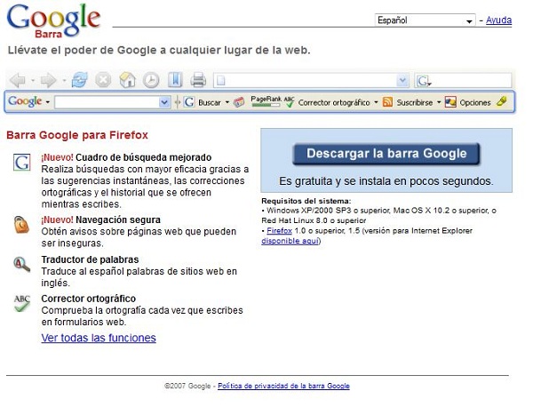 barra-herramientas-google Google, la empresa decide dejar de lado su barra de herramientas para Firefox 2