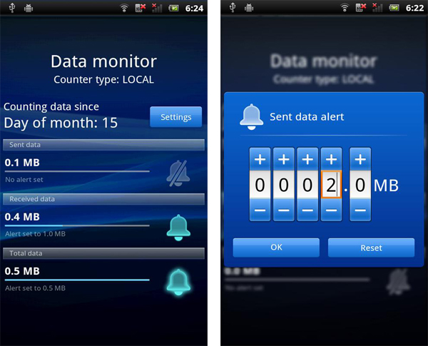 DataMonitor, visualiza el consumo de datos de tu Sony Ericcson con esta aplicación Android
