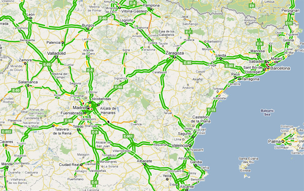 Google Maps informa del tráfico en tiempo real