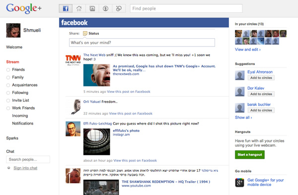 Google+, una aplicación para ver Facebook desde Google+ 10