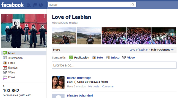 Facebook cierra la página de Love of Lesbian con 97.000 fans a cuestas 5
