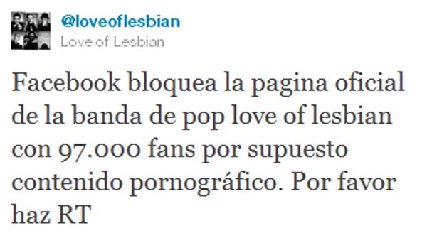 loveoflesbian_3 Facebook cierra la página de Love of Lesbian con 97.000 fans a cuestas 6