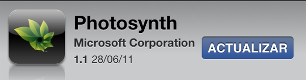Photosynth, la aplicación de fotografí­a panorámica se actualiza