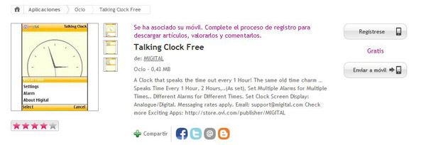 Talking Clock Free, una aplicación para Nokia que avisa de las horas en punto