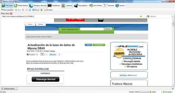 Mipony 1.5, gestor de descargas para Megaupload o Rapidshare