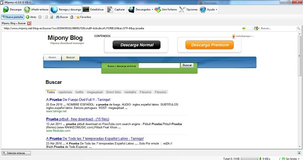 Mipony 1.5, gestor de descargas para Megaupload o Rapidshare 2