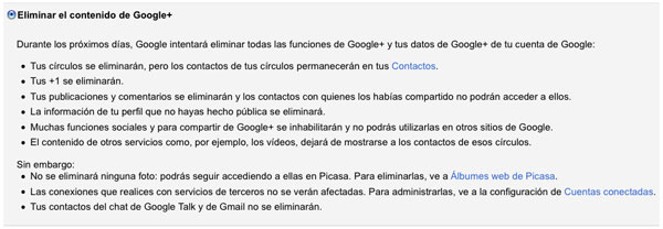 Google+, cómo eliminar una cuenta de la red social 4