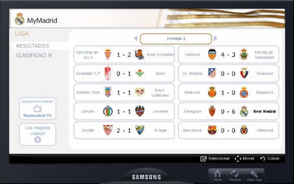 Samsung incorpora una aplicación del Real Madrid en sus televisores 3