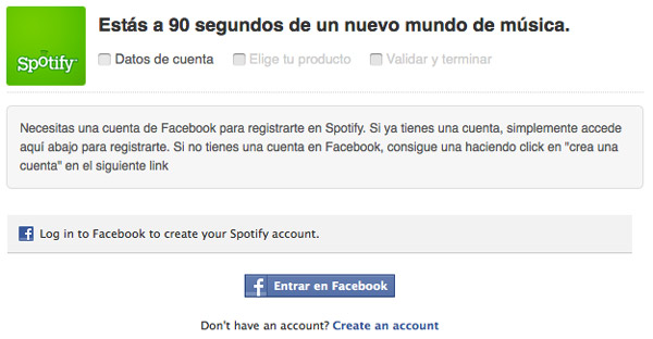 Spotify sin lí­mites 6 meses, pero tienes que ser de Facebook 3