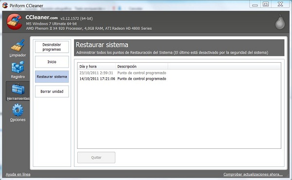 CCleaner 3.12, programa para borrar archivos innecesarios 2